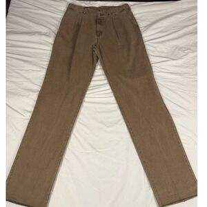 McKenzie Tribe Mens Brown Pleated Dungarees Pants USA 34x34 Cowboy Workwear‎